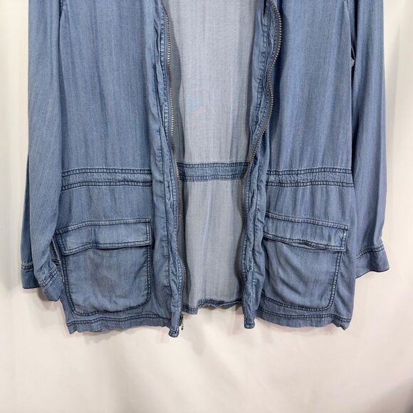 Dressbarn Sunday XL Chambray Jacket Blue Full Zip Lightweight‎ Shacket 739 - Picture 4 of 6